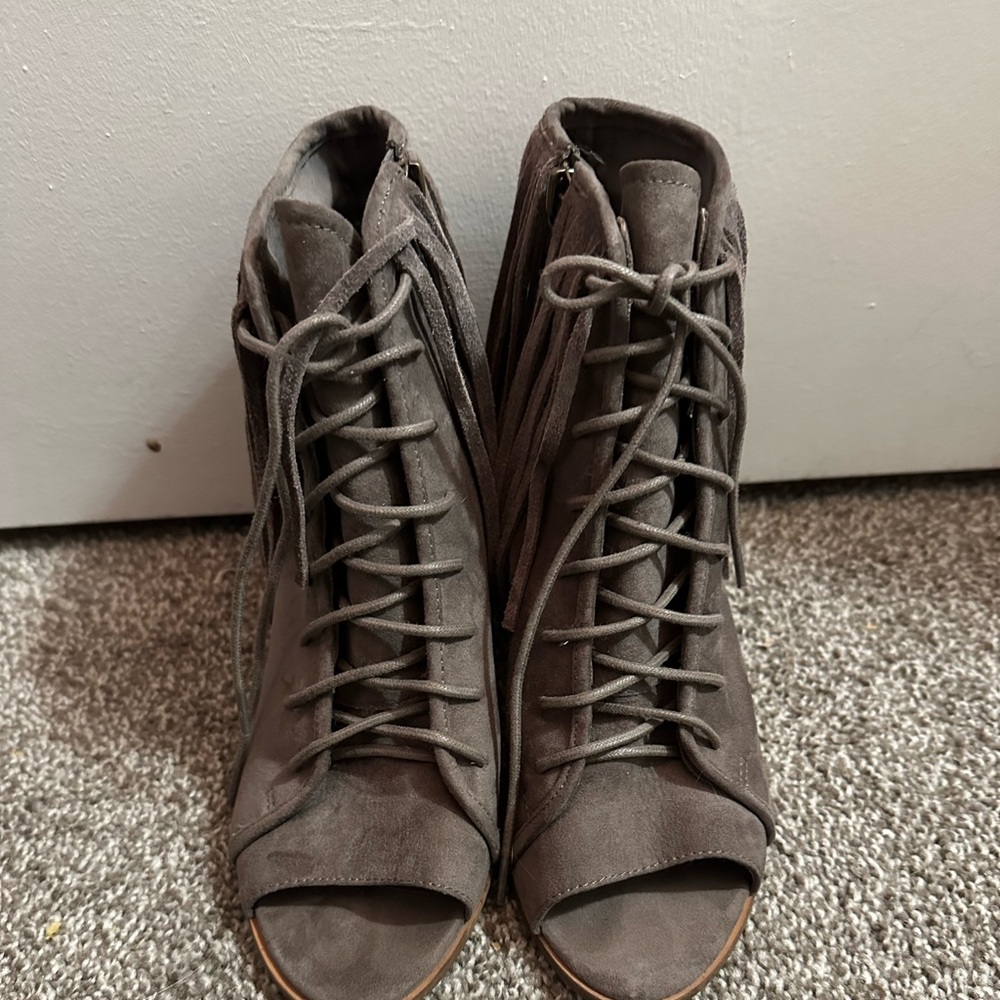 Fringe Open Toe Bootie - image 1